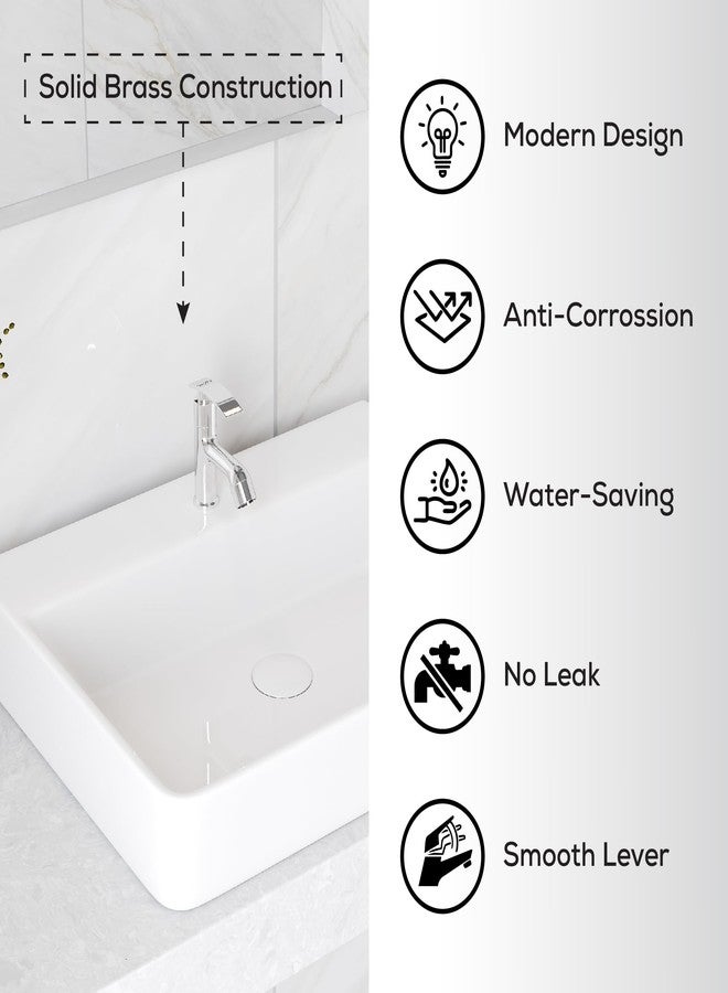 GLOXY Delight Chrome Finish Deck Mount Brass Short Pillar Tap Cock Faucet Tap for Bathroom Washbasins & Kitchen Sinks - 10 Years Warrenty - Image 5